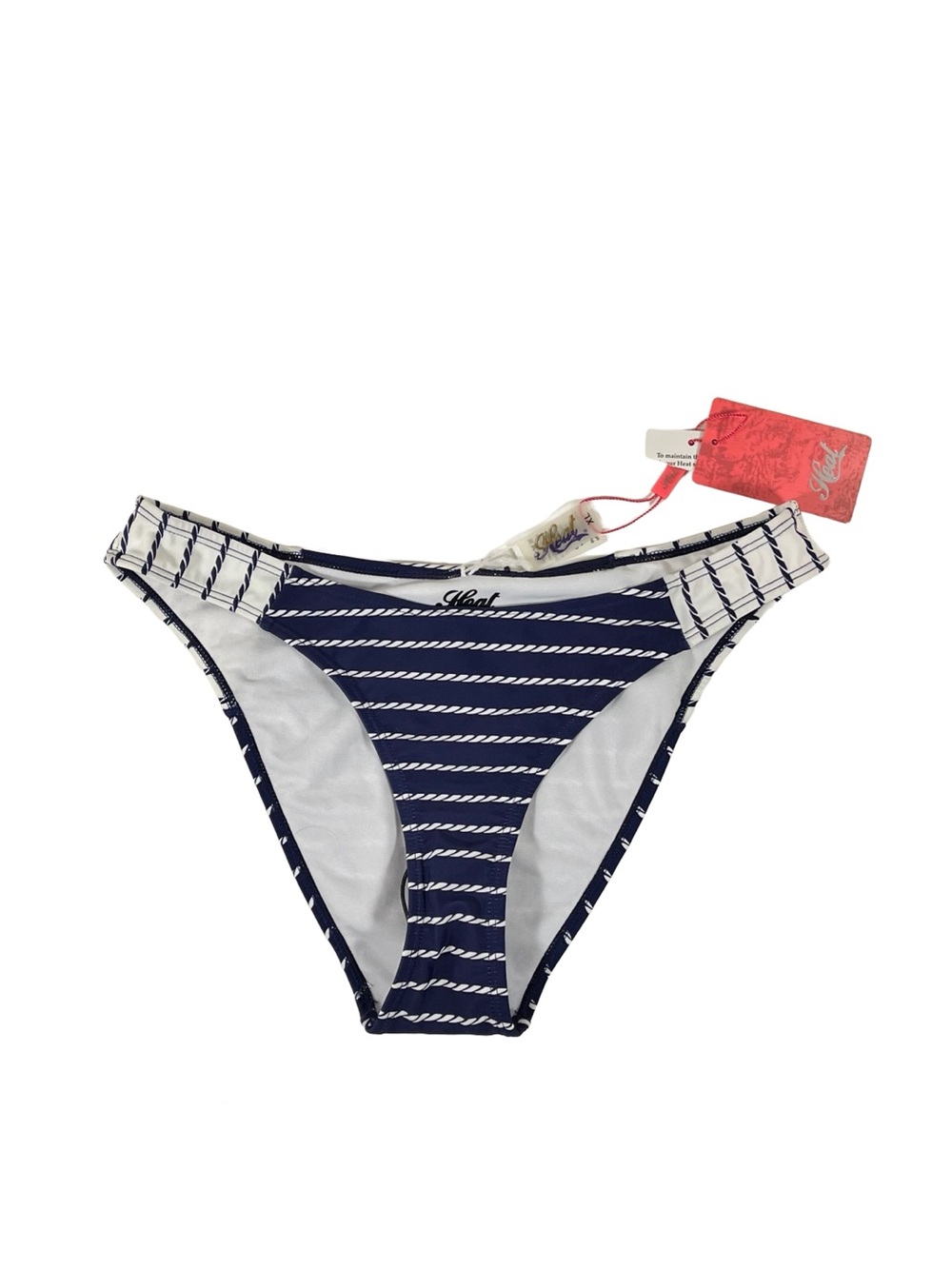 NWT Heat Brand Striped Navy White Bikini Bottom Nautical, size XL